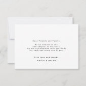 シンプル エレガント ブラック ホワイト スクリプト ハート サンクス サンキューカード (裏面)