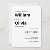 シンプル エレガント ブラック＆ホワイト ミニマル ウェディング 招待状 (正面)