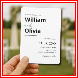 シンプル エレガント ブラック＆ホワイト ミニマル ウェディング 招待状