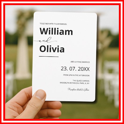 シンプル エレガント ブラック＆ホワイト ミニマル ウェディング 招待状