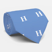 シンプル エレガント ブルー ホワイト モノグラム モノグラム ネクタイ (ロール)