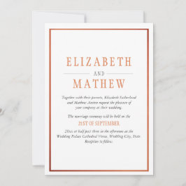 シンプル エレガント ホワイト カッパー オレンジ モダン ウェディング 招待状