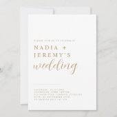 シンプル エレガント ホワイト＆ゴールド ウェディング 招待状 (正面)