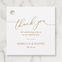 シンプル エレガント ホワイト ゴールド スクリプト サンクス フェイバータグ