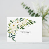 シンプル エレガント ホワイト フローラル 家族 死亡 お礼 サンキューカード (スタンド正面)