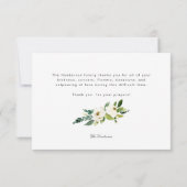 シンプル エレガント ホワイト フローラル 家族 死亡 お礼 サンキューカード (裏面)