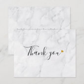 シンプル エレガント マーブル スクリプト ゴールド ハート サンキューカード (正面/裏面)