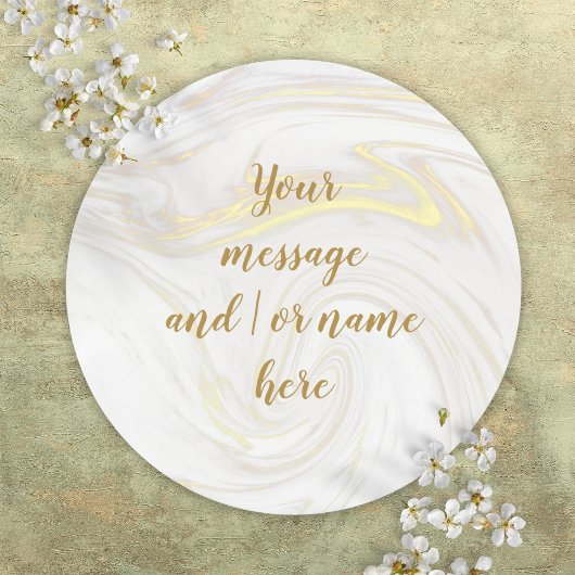 シンプル エレガント マーブル 個人名入れ ゴールド スクリプト ラウンドシール