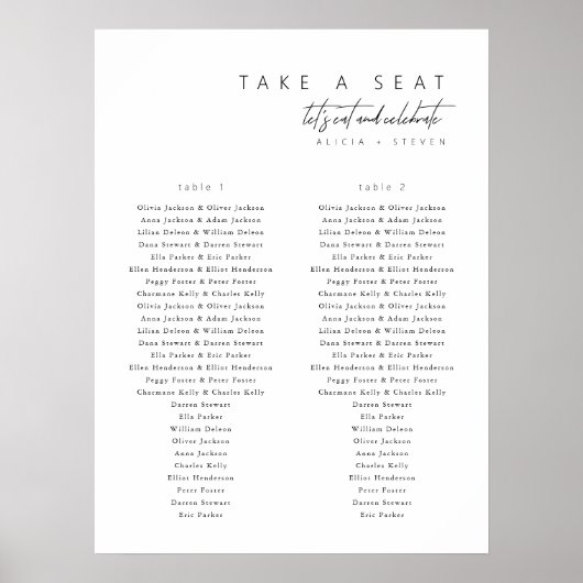 シンプル エレガント ミニマル ウェディング 席次表 ポスター (正面)