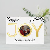 シンプル エレガント ミニマル シンプルな JOY 写真 モノクロ 箔シーズンカード (立ち正面)