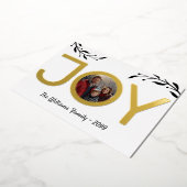 シンプル エレガント ミニマル シンプルな JOY 写真 モノクロ 箔シーズンカード (回転した状態)