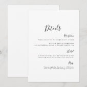 シンプル エレガント ミニマル ブラック＆ホワイトの詳細カード 招待状 (正面/裏面)