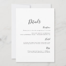 シンプル エレガント ミニマル ブラック＆ホワイトの詳細カード 招待状