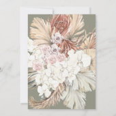 シンプル エレガント モスグリーン アーチ フラワー パンパス ボヘミア 招待状 (裏面)