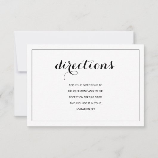 シンプル エレガント モダン ウェディング ディレクション カード (正面)