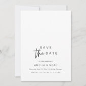 シンプル エレガント モダン カリグラフィー Save The Date 招待状 (正面)