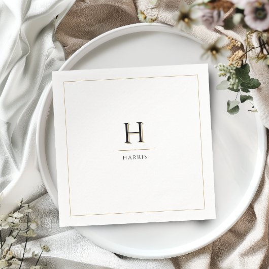 シンプル エレガント モダン クラシック ラグジュアリー ファミリー モノグラム スタンダードカクテルナプキン