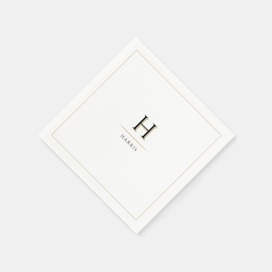 シンプル エレガント モダン クラシック ラグジュアリー ファミリー モノグラム スタンダードカクテルナプキン (角)
