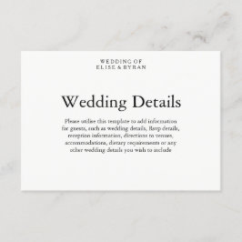 シンプル エレガント モダン スクリプト ウェディング 詳細 エンクロージャーカード
