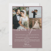 シンプル エレガント モダン スクリプト 6枚 写真 結婚式 ありがとう サンキューカード (裏面)