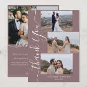 シンプル エレガント モダン スクリプト 6枚 写真 結婚式 ありがとう サンキューカード (正面/裏面)