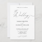 シンプル エレガント モダン スクリプト QR コード ウェディング 招待状 (正面)