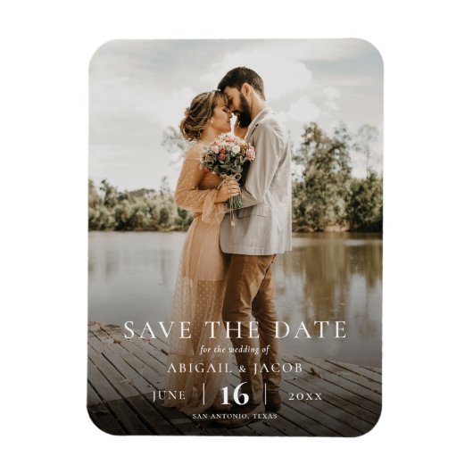 シンプル エレガント モダン フォト ウェディング セーブ・ザ・デート マグネット (縦)