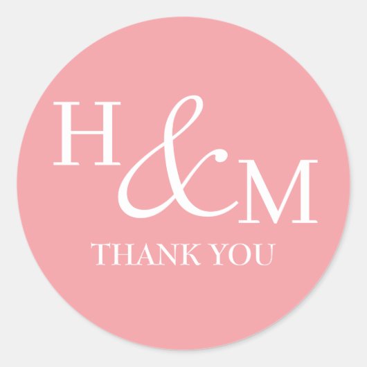 シンプル エレガント モダン モノグラム ウェディング ラウンドシール (正面)