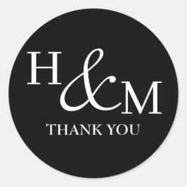 シンプル エレガント モダン モノグラム ウェディング ラウンドシール