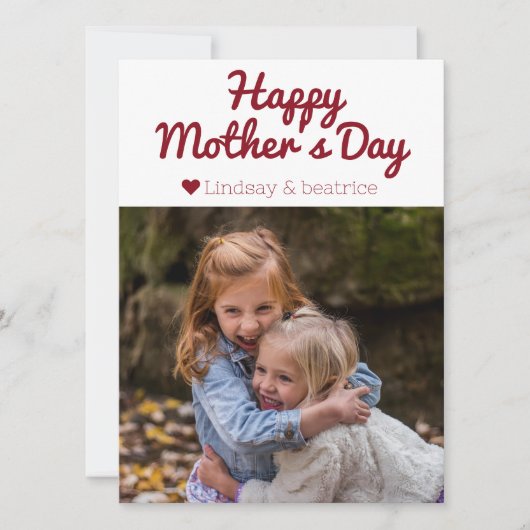 シンプル エレガント モダン 母の日 フォト ネーム シーズンカード (正面)