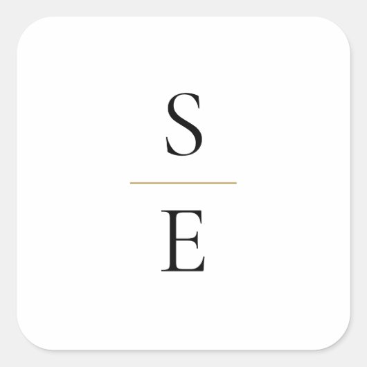 シンプル エレガント モノグラムイニシャル 結婚式 スクエアシール (正面)