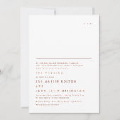 シンプル エレガント モノグラム テラコッタ ホワイト ウェディング 招待状 (正面)