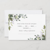 シンプル エレガント ユーカリ ウェディング 出欠カード (裏面)