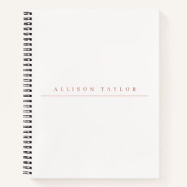シンプル エレガント ライトピンク オーダーメイド 名前 ホワイト ノートブック