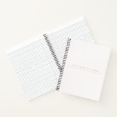 シンプル エレガント ライトピンク オーダーメイド 名前 ホワイト ノートブック (内部)