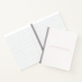 シンプル エレガント ライトピンク オーダーメイド 名前 ホワイト ノートブック