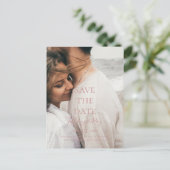 シンプル エレガント ローズゴールド フォト セーブ・ザ・デート インビテーションポストカード (スタンド正面)