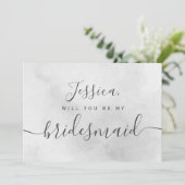 シンプル エレガント 水彩画 私のウェディングパーティーのお供 招待状 (スタンド正面)