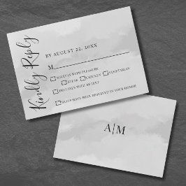 シンプル エレガント 水彩 結婚式 RSVP 返信カード