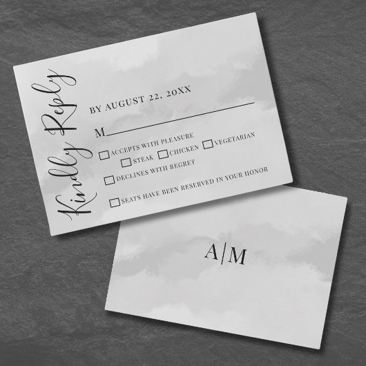 シンプル エレガント 水彩 結婚式 RSVP 返信カード