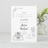 シンプル エレガント 結婚式 招待状 日時告知カード (スタンド正面)