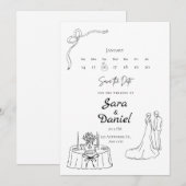 シンプル エレガント 結婚式 招待状 日時告知カード (正面/裏面)