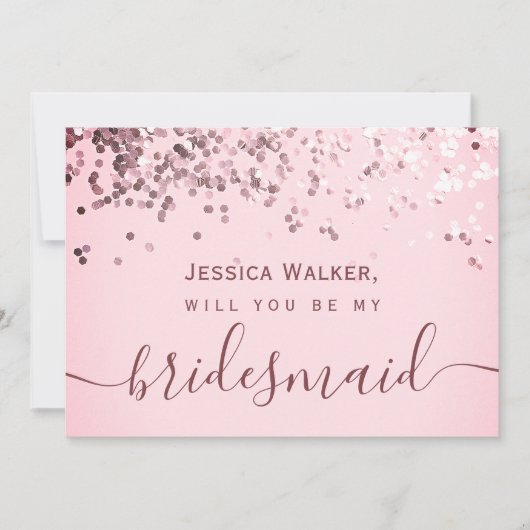 シンプル エレガント 美しい きらきら 私のウェディングパーティー 招待状 (正面)