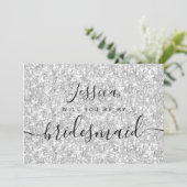 シンプル エレガント 美しい グリッター 私のブライズメイド 招待状 (スタンド正面)