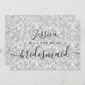 シンプル エレガント 美しい グリッター 私のブライズメイド 招待状 (正面/裏面)