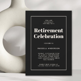 シンプル エレガント 退職パーティー ブラック 招待状