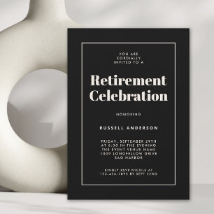 シンプル エレガント 退職パーティー ブラック 招待状