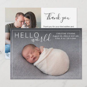 シンプル エレガント 2 枚の写真 出生のお知らせ シーズンカード