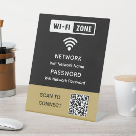 シンプル エレガント WiFi QRコード ネットワークパスワード 台座サイン