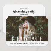 シンプル カジュアル 太字 卒業 フォト 招待状 (正面/裏面)